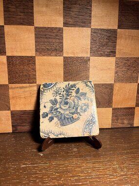 Blue and White Aesthetic Floral Coaster